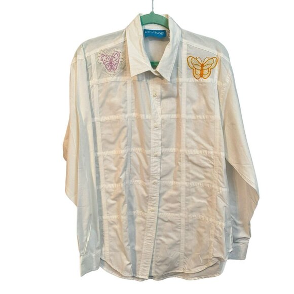 💥BOGO💥 Ol’ Paint Shirt Size L White Embroidered Button Up Women Shirt Top - Picture 5 of 13